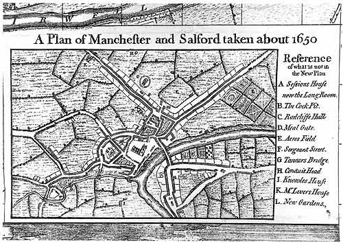 Map of Manchester ca. 1650